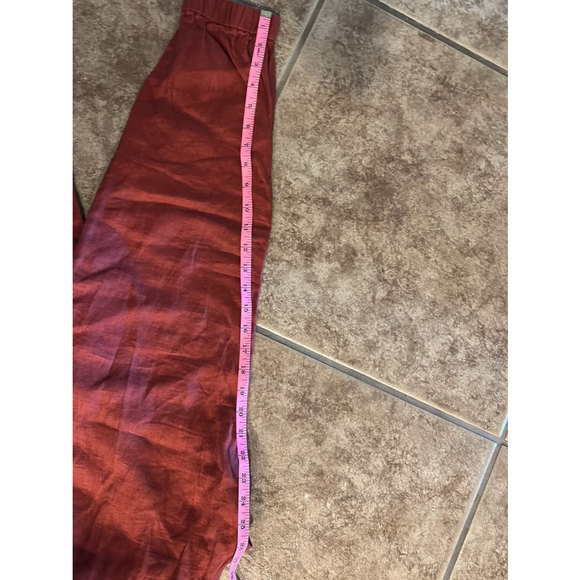 Marc New York Linen Orange Rust Drawstring Waist Baggy Lagenlook Ankle Pants, S - Picture 10 of 10